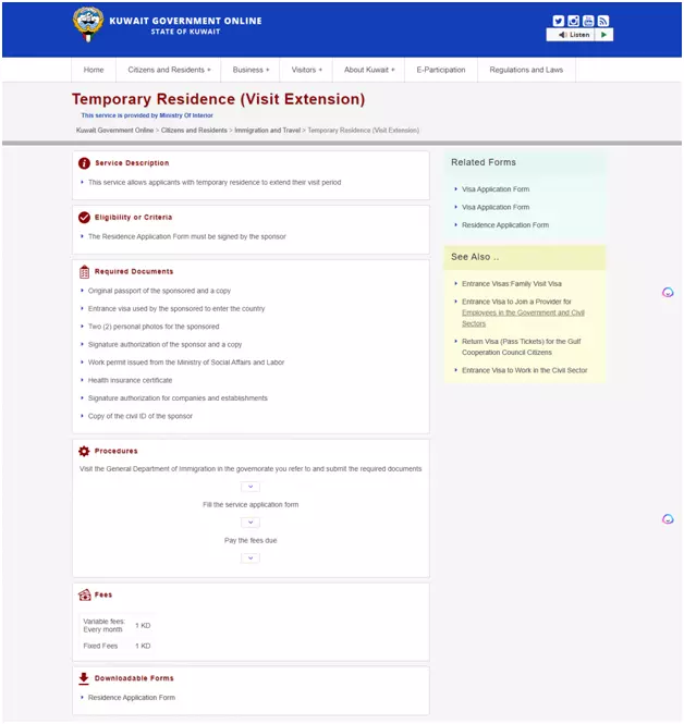 Kuwait Visit Visa Extension Online