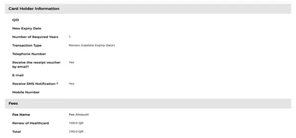 Submit your application for health card renewal online Screenshot at Hukoomi web portal