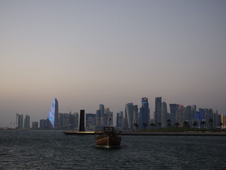 Doha skyline with government buildings in Qatar, for a guide to MOFA certificate attestation